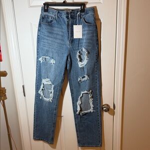 Distressed Blue Jeans